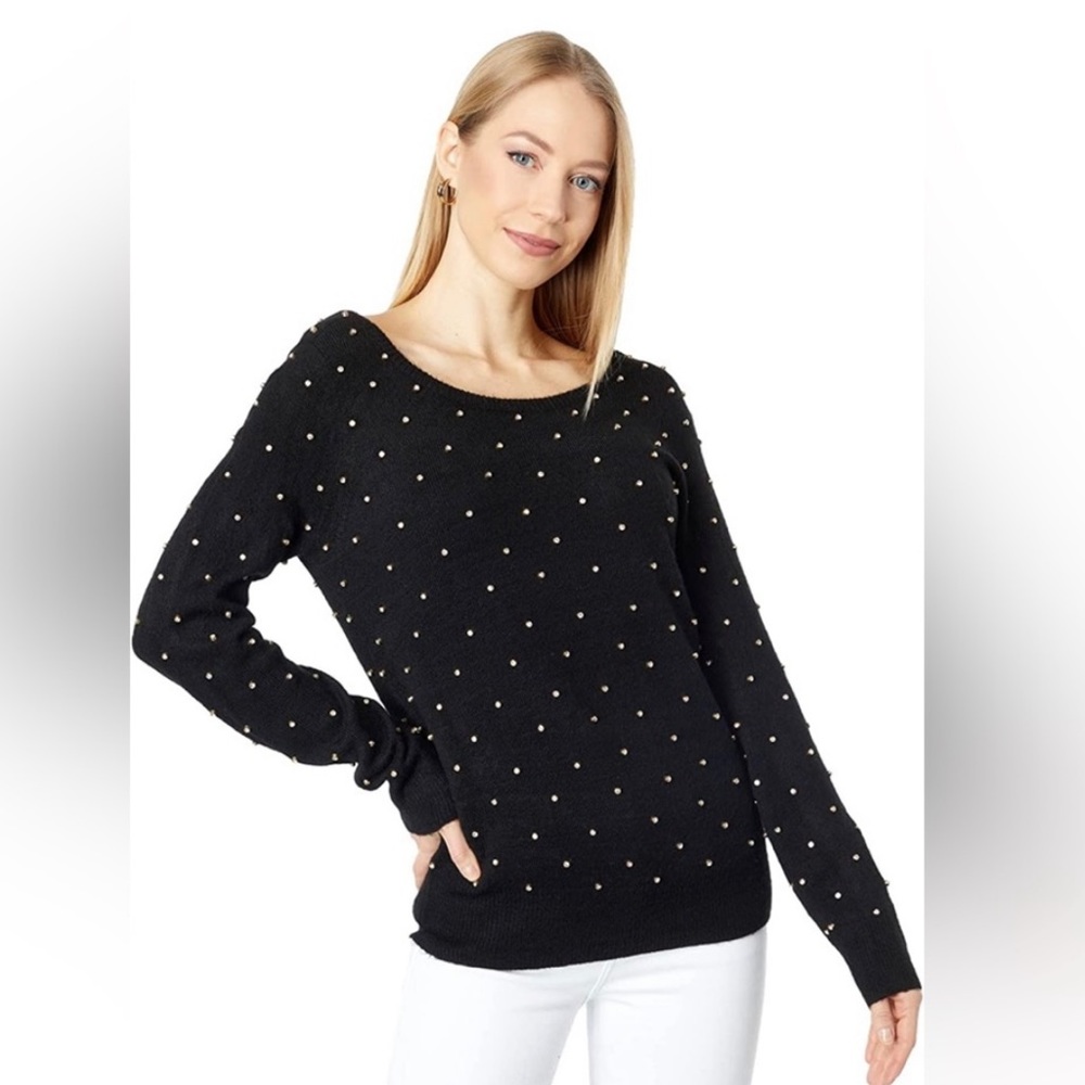 Lilly Pulitzer Laveta Rhinestone Black Sweater NWT